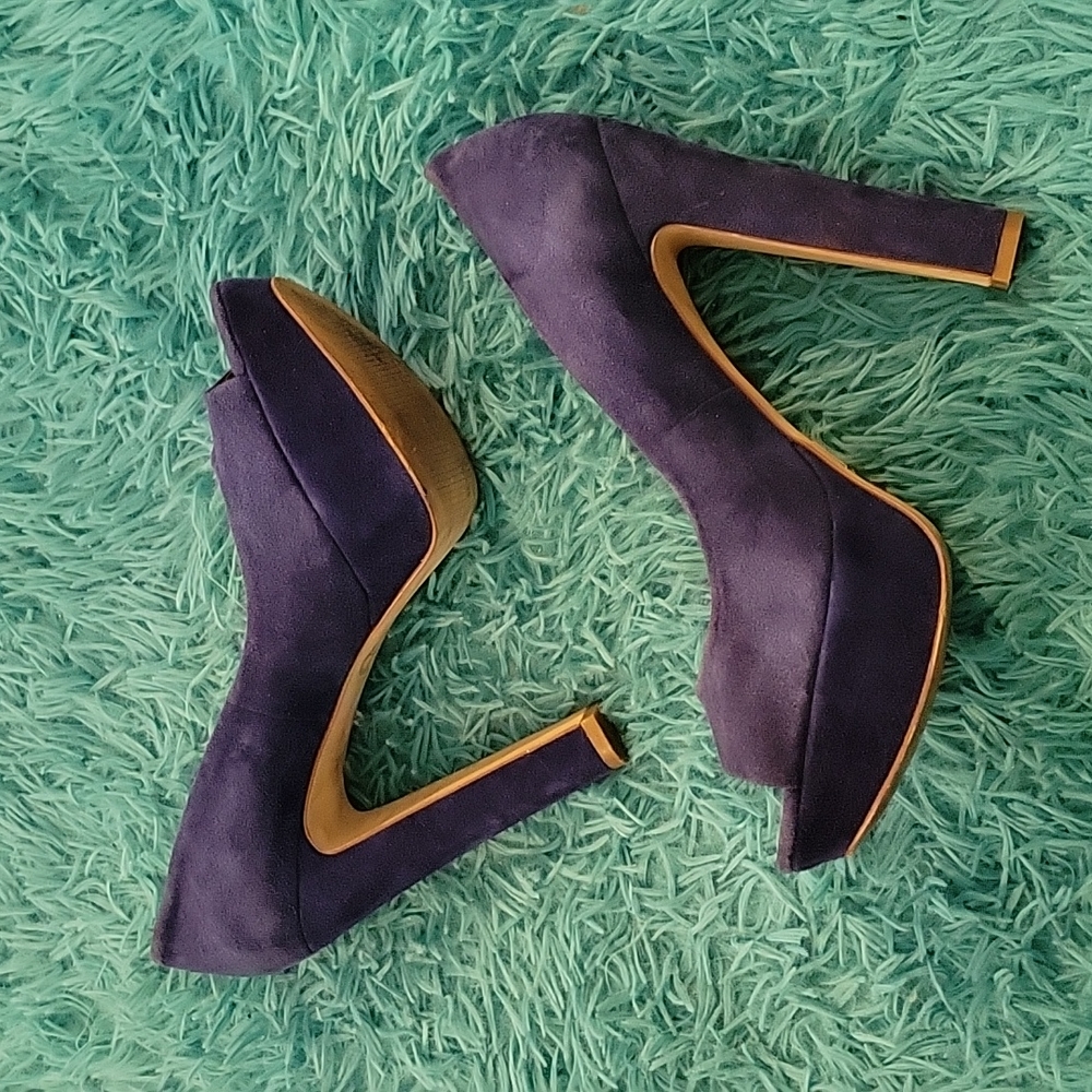Aldo Blue Leather Peep Toe Heels Size 7.5